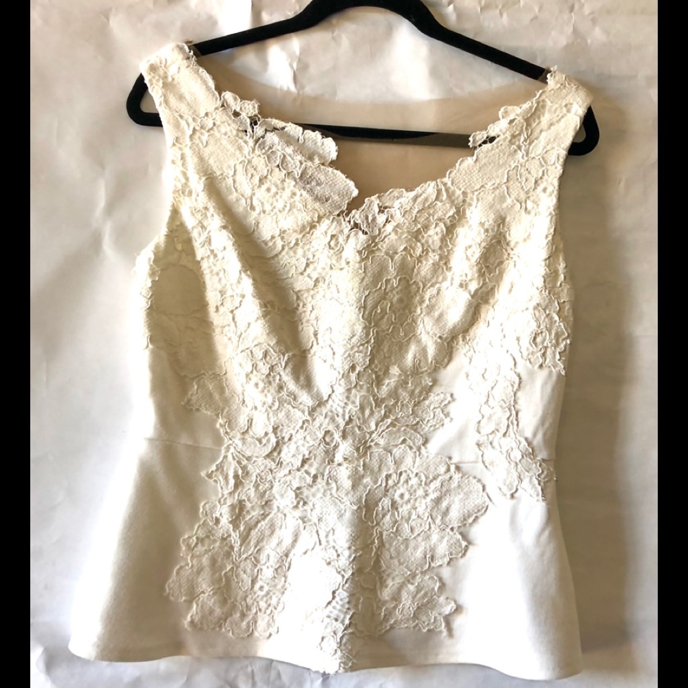 Bailey/44 cream lace sleeveless flair top